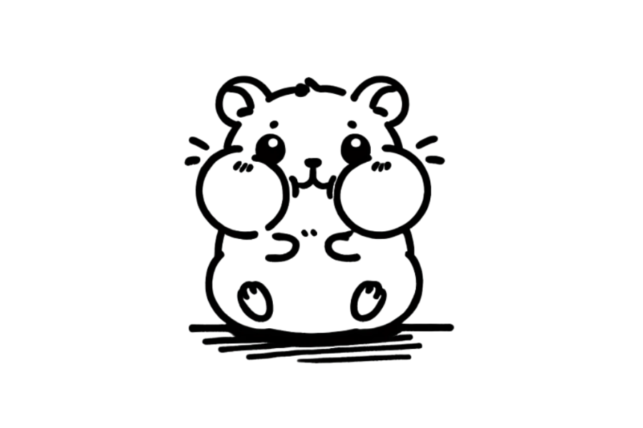 🥜 Easy Cute Hamster with Cheeks Full of Food Drawing Template