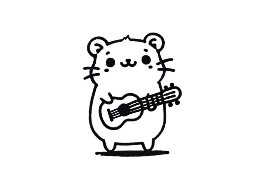 🎸 Easy Cute Hamster with Guitar Drawing Template