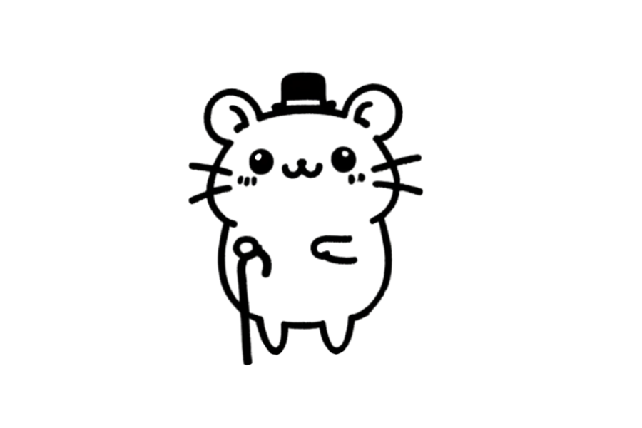 🎩 Easy Cute Hamster with Hat and Cane Drawing Template