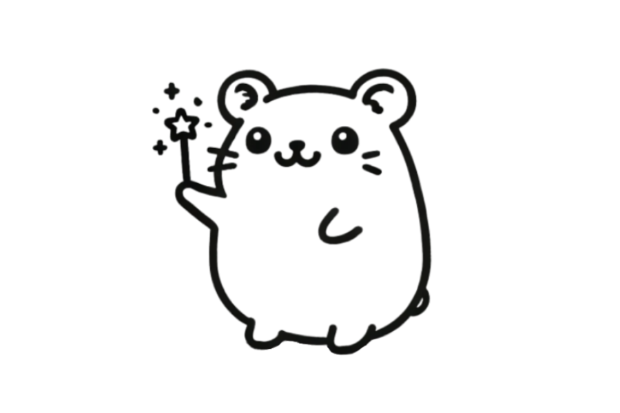 ✨ Easy Cute Hamster with Magic Wand Drawing Template