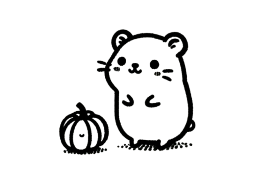 🎃 Easy Cute Hamster with Pumpkin Drawing Template