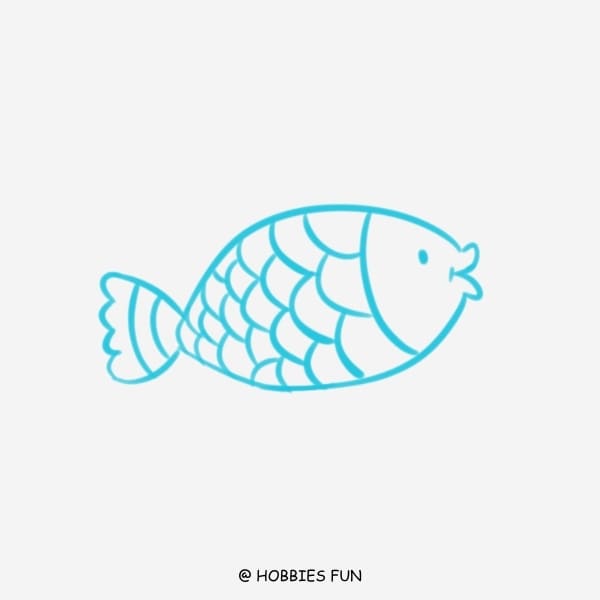 Simple Fish Drawing，Fish With Overlapping Scales