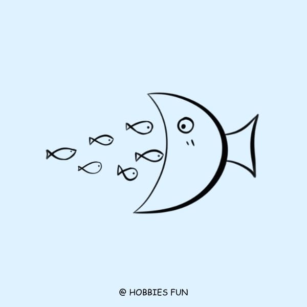 Funny Fish Drawing, Big Fish Eat Small Fishes