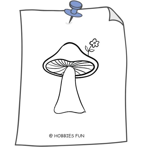 Mushroom With Flower Drawing