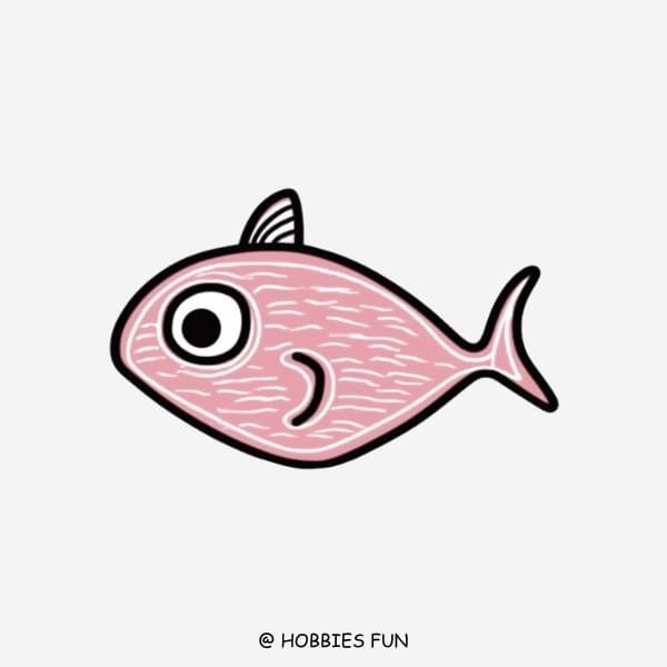 Beautiful Easy Fish Drawing, Pink Fish 