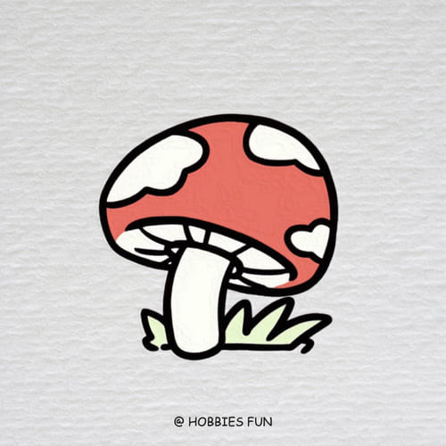 A Cartoon Mushroom Eating | ColorBliss.art