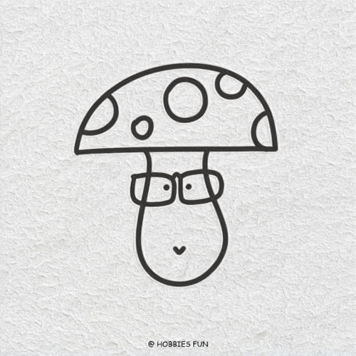Mushroom with Glasses Drawing
