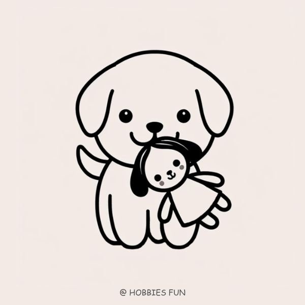 Golden Retriever, dog, cute, drawing, cartoon