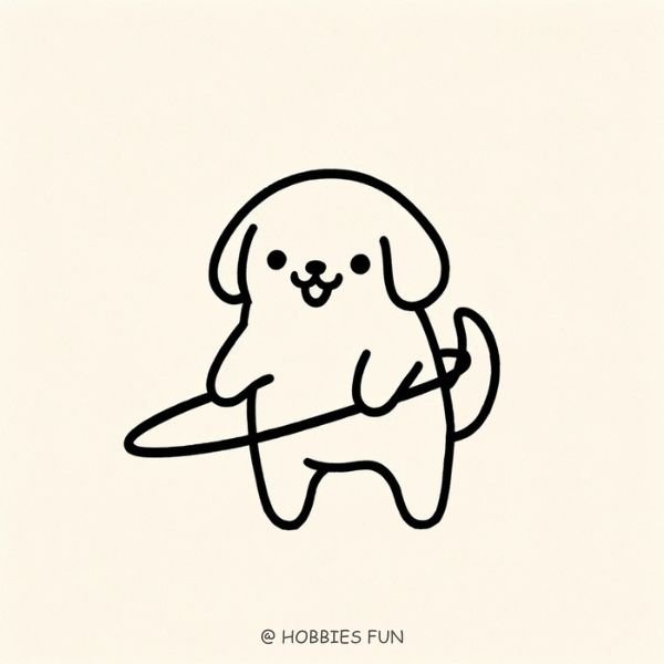 Dog with Hula Hoop Drawing