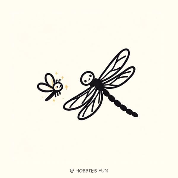 Cute easy dragonfly drawing, Dragonfly and Firefly