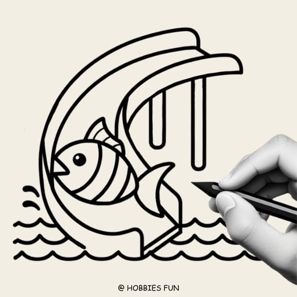 fish drawing, Fish Water Slide