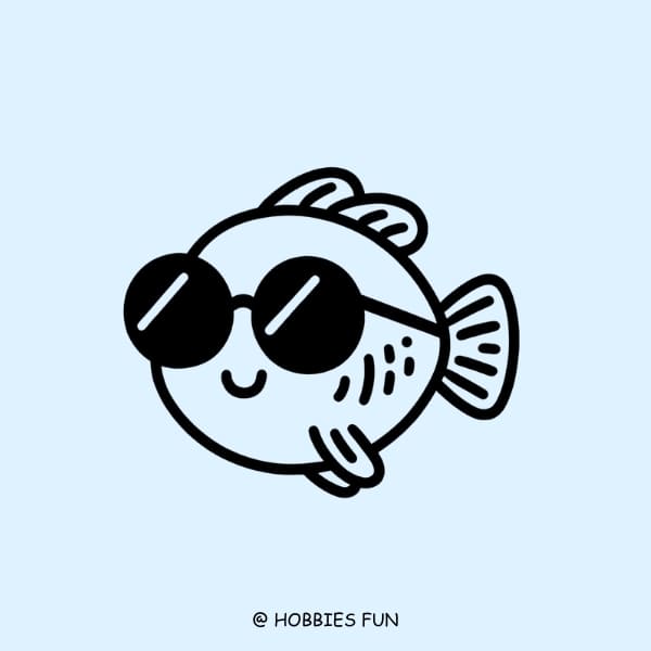 cute easy fish drawing, Fish Wearing Sunglasses