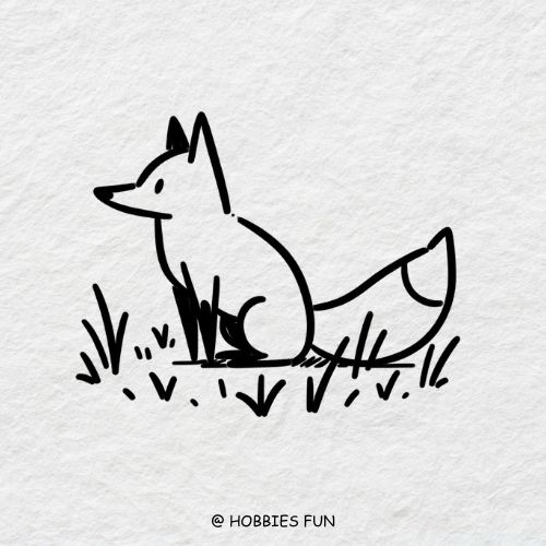 easy cute fox drawing, Fox Looking into the Distance