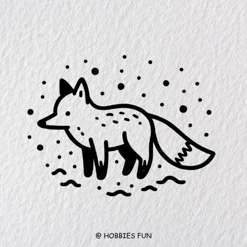 easy fox drawing, Fox in a Snowy Landscape
