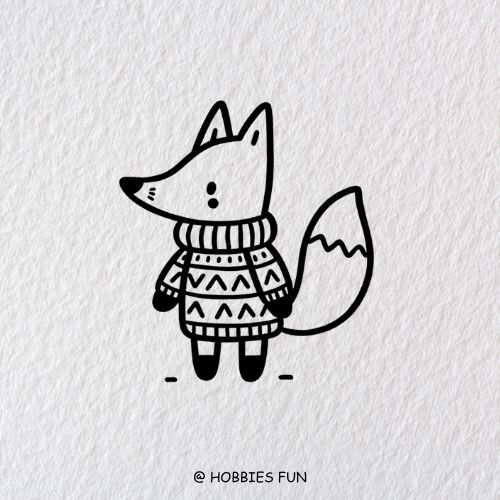 simple fox drawing, Fox in a Sweater