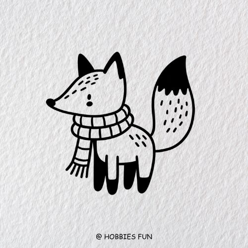 cool fox drawings, Fox with a Scarf