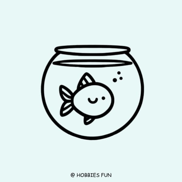 simple fish drawing, Goldfish in Bowl