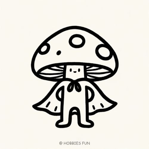 mushroom drawing cute, Mushroom Superhero