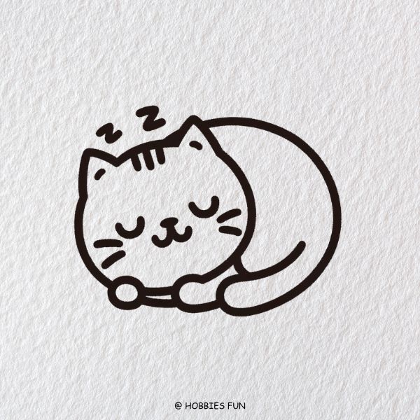 esay cat drawing idea, Sleeping Cat