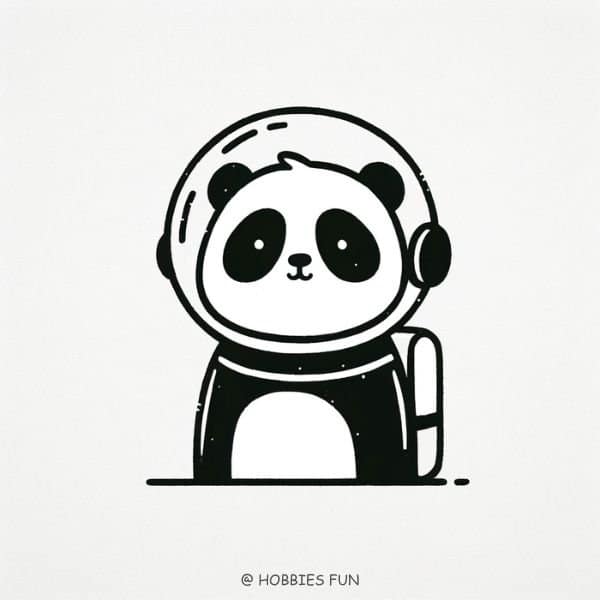 Cool Panda Astronaut Drawing
