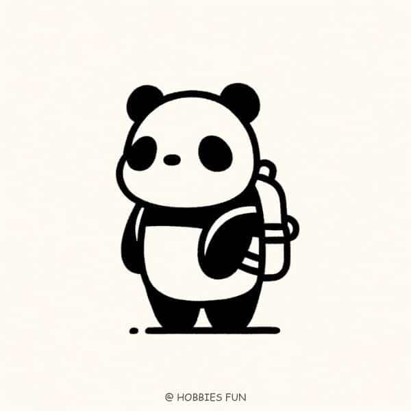 panda drawing cool, Panda with Backpack