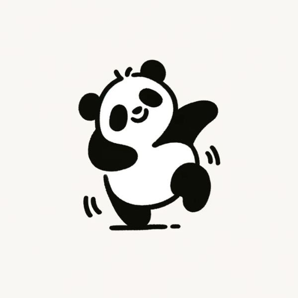 panda drawing cute, Dancing Panda