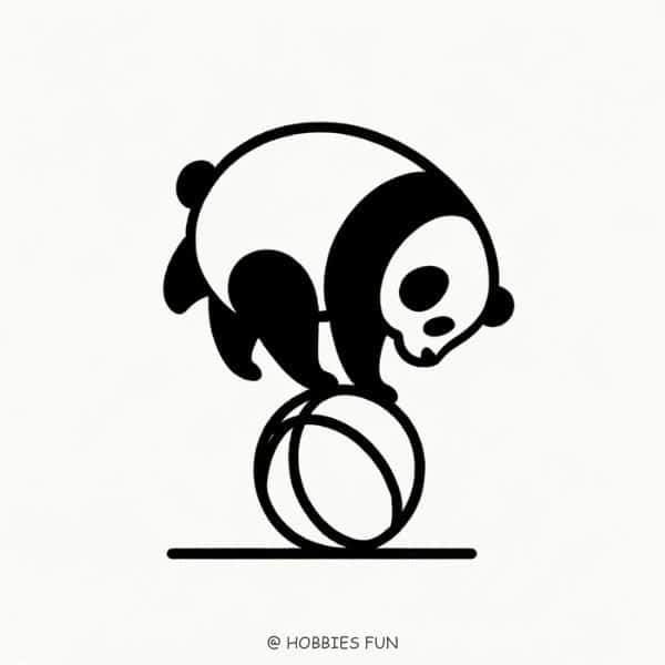 Cute panda drawing easy, Panda Balancing on a Ball