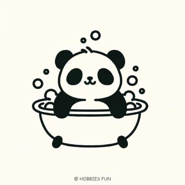 Cute Panda Bath Time Drawing