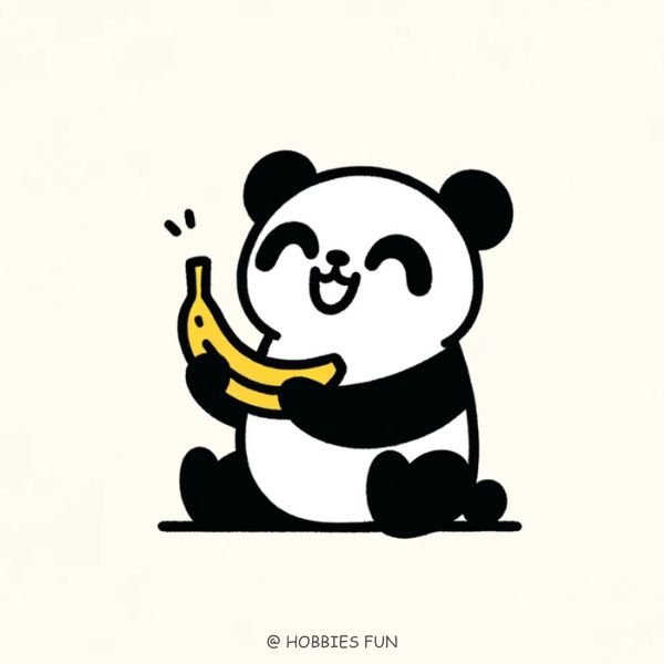 Cute panda drawing, Panda with Banana