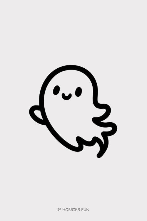 Easy Cute Ghost to Draw 1