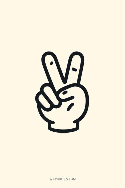 Easy Cute Peace Sign Hand to Draw