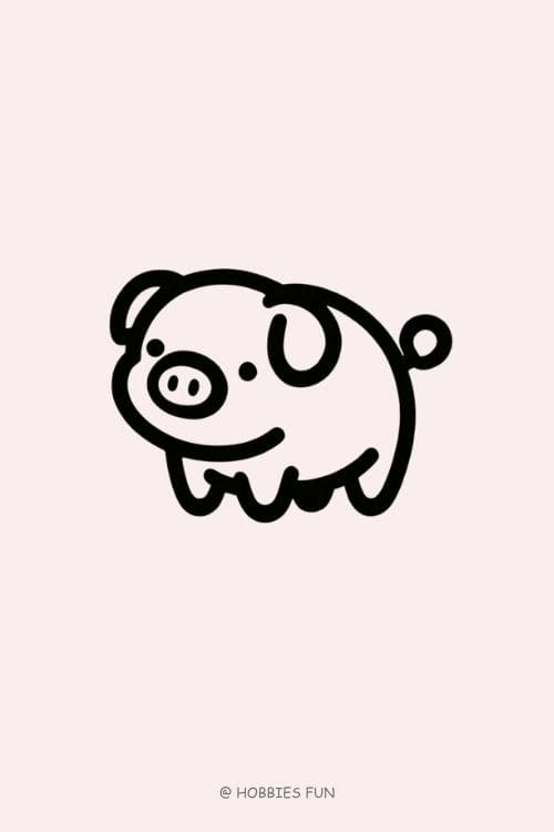 Easy Cute Pig to Draw