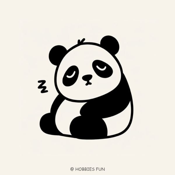 easy cute panda drawing, Sleepy Panda