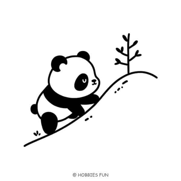 Easy Panda Climbing Hill Drawing