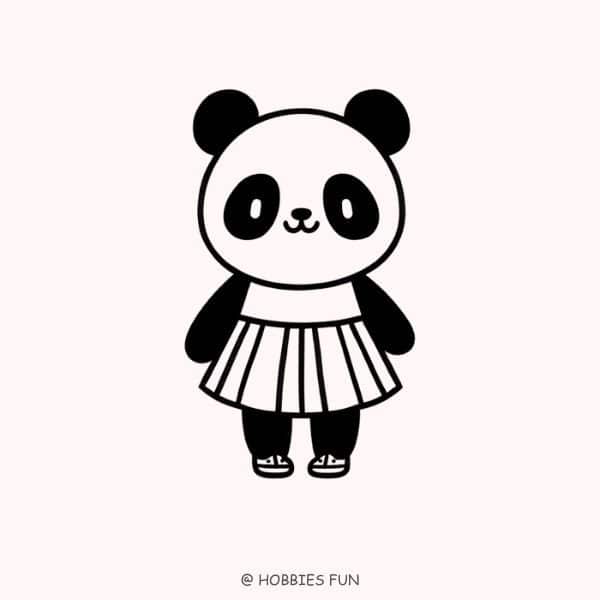 Easy Panda in Skirt Drawing