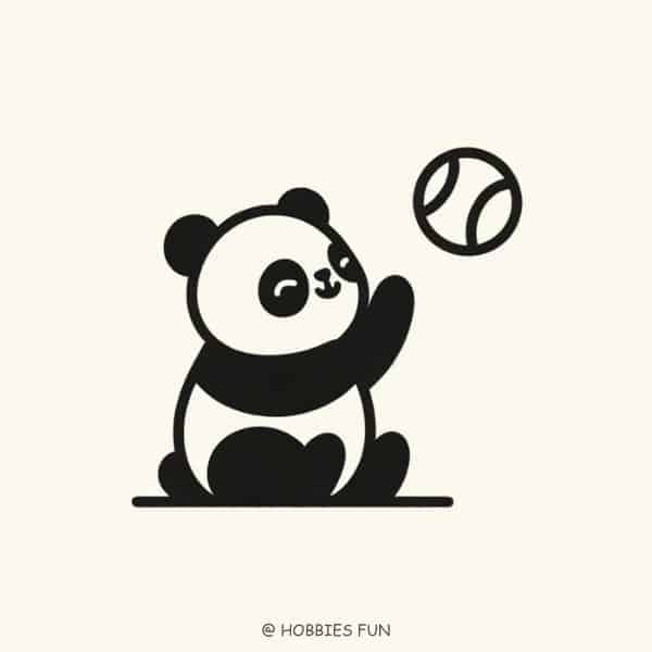 panda drawing easy, Panda with Ball