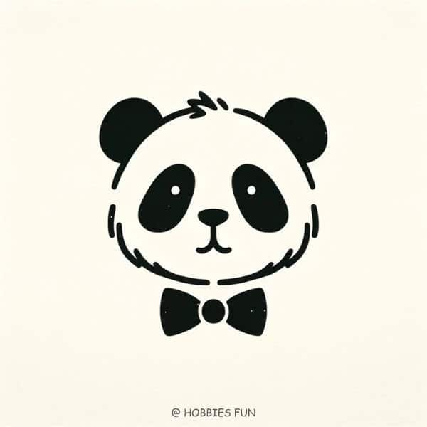 Cute Panda Face Drawing, Panda with a Bowtie