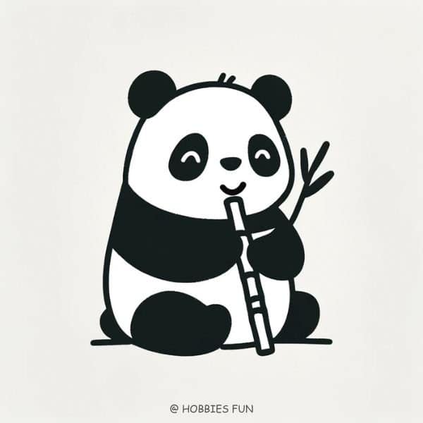 panda drawing, Panda With Bamboo