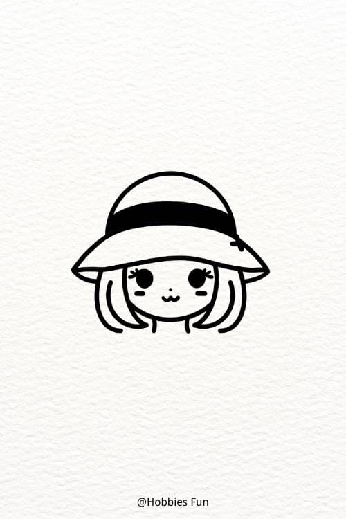 A cute girl in a sunhat drawing easy