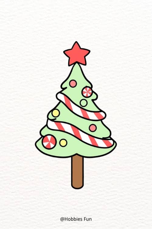 Xmas tree drawing, Candy Cane Christmas Tree
