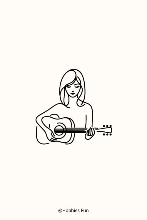 cool girl drawing, Girl with Guitar