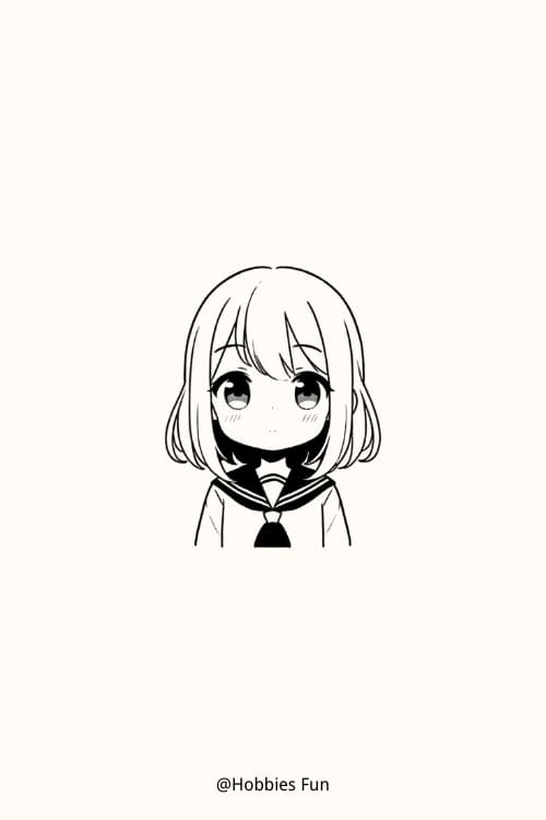 Cute Anime Girl to draw, Girl in School Uniform