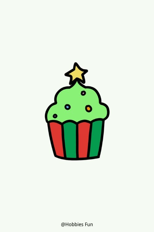 Christmas-themed drawings, Christmas-themed Cupcake