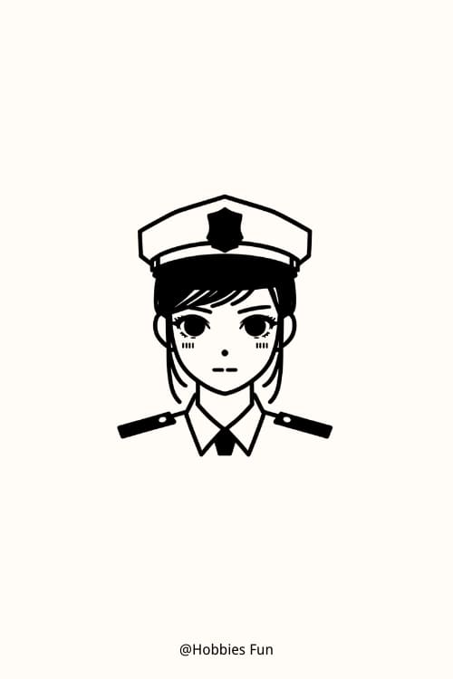 Cute Female Police Officer Drawing
