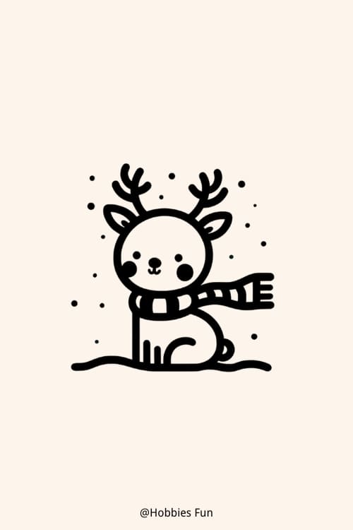 Christmas drawings, Reindeer with Scarf