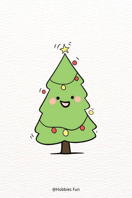 Draw christmas tree, Cartoon Christmas Tree