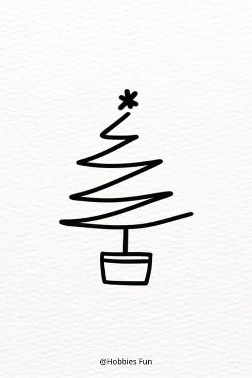 Drawing of christmas tree, Christmas Tree in a Pot