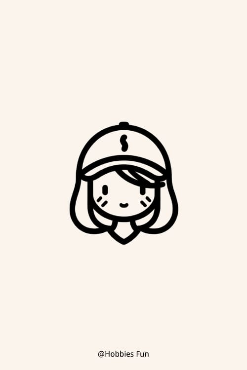 Girl drawing easy cute, Girl with Baseball Cap