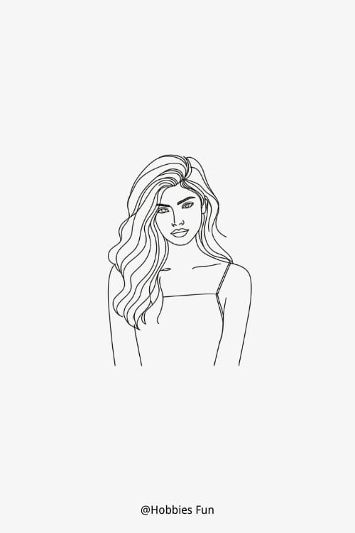 Easy Girl with Wavy Hair Drawing