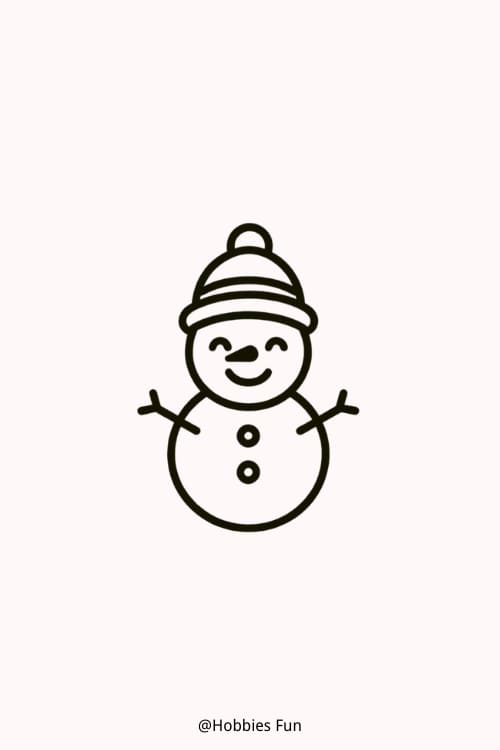 Easy Christmas drawing ideas, Smiley Snowman